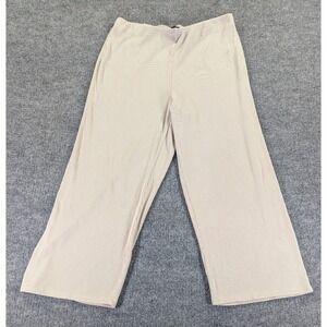 Eileen Fisher Ribbed Organic Cotton Blend Straight Crop Pant Women's Sz Med Tan